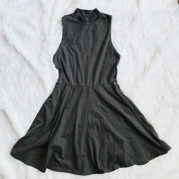 Gray Halter Skater Dress Summer - Picture 1 of 5